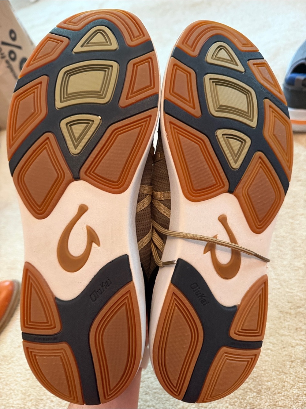 OluKai Olive Green and Brown Lace-Up Athletic Sneakers - Picture 5 of 6